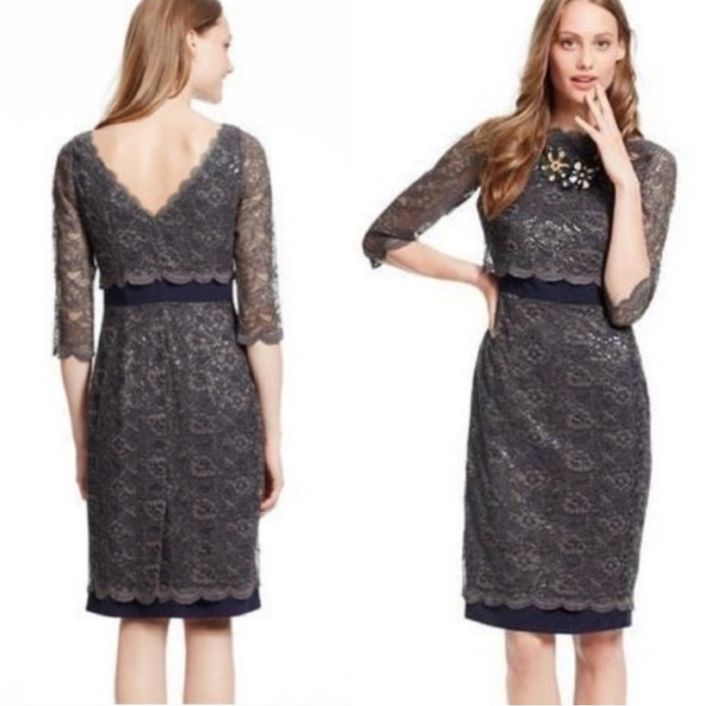 Boden Charcoal Lace Long Sleeve Dress